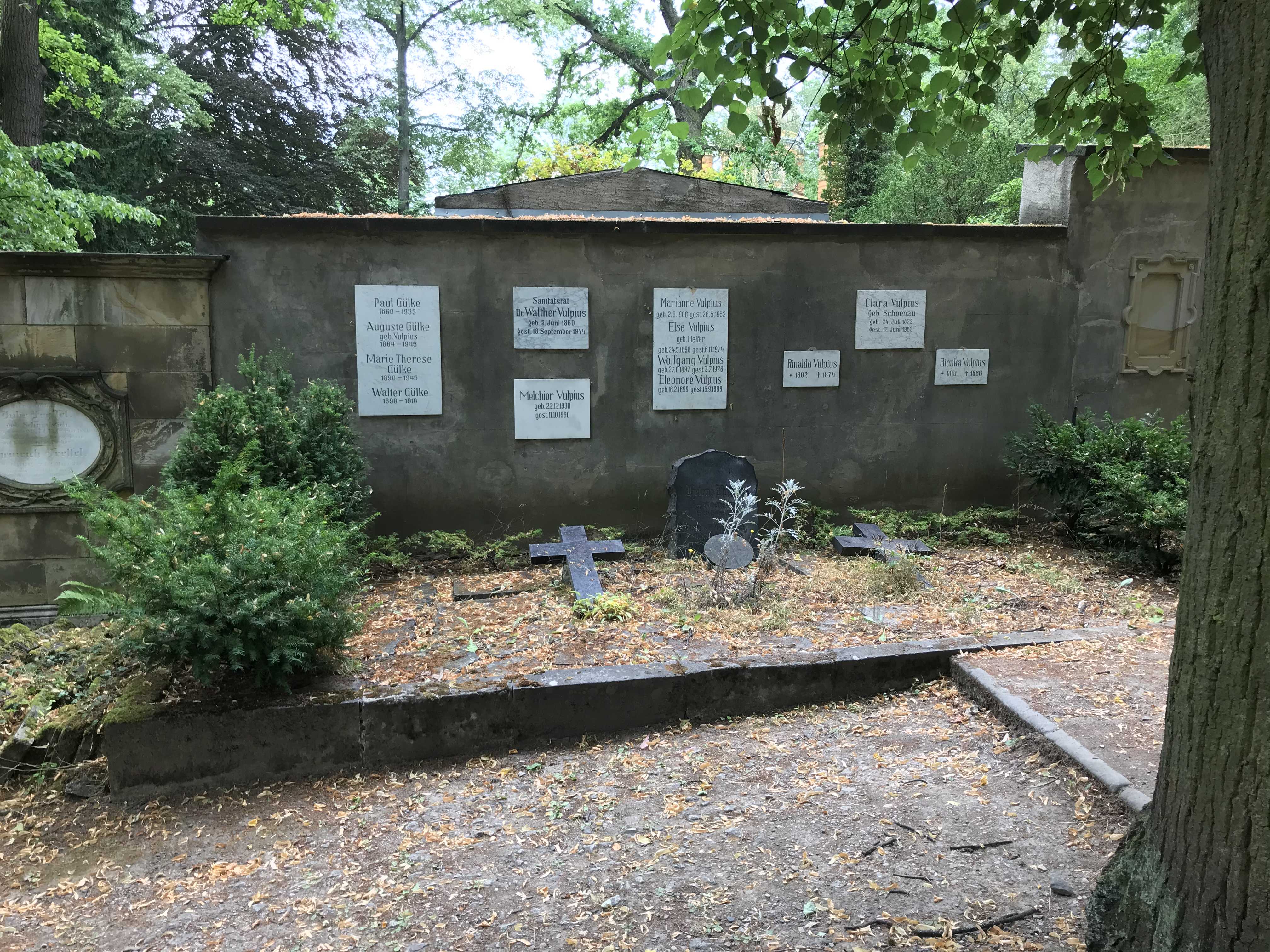 Grabstein Wolfgang Vulpius, Hauptfriedhof Weimar, Thüringen, Deutschland