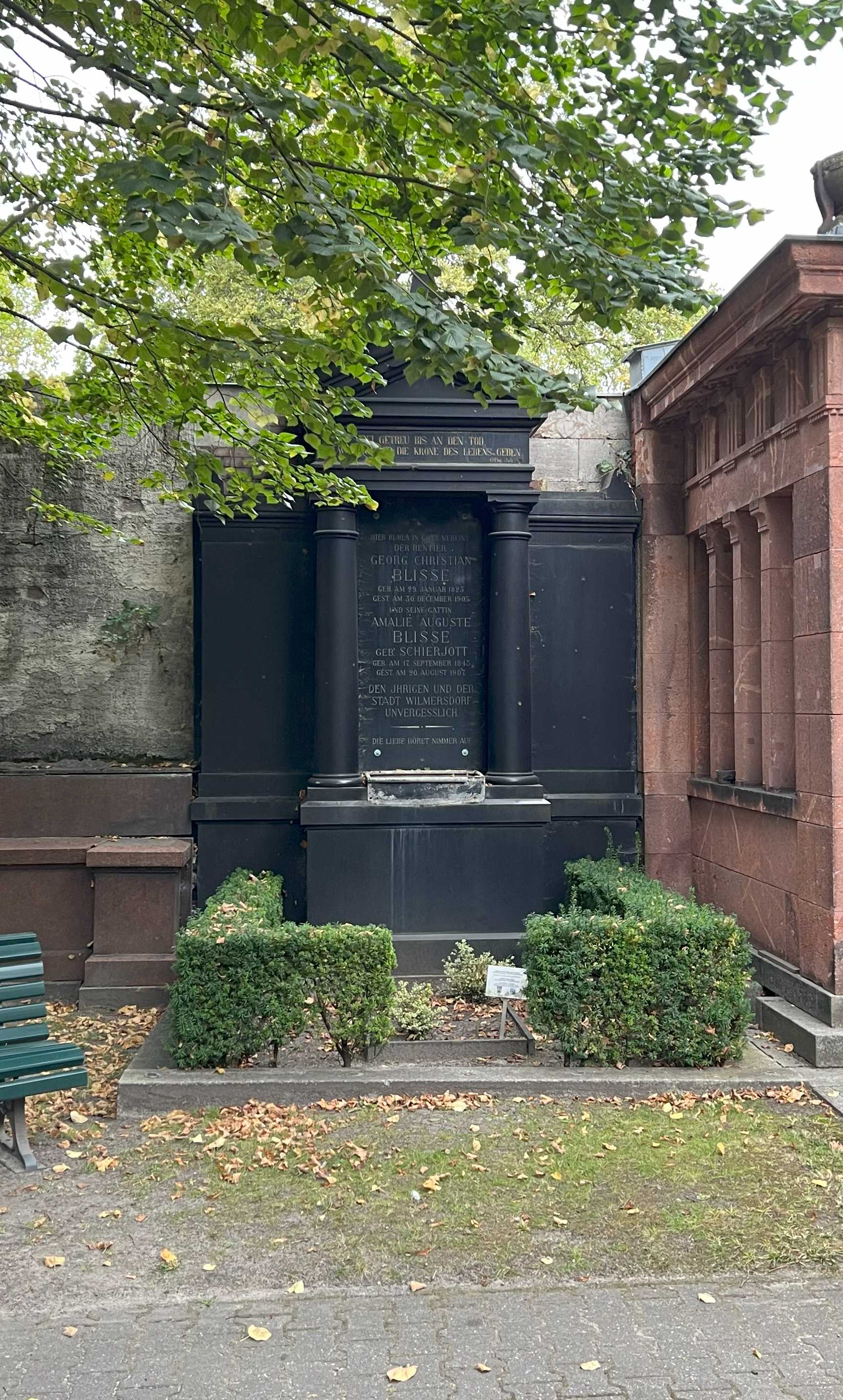 Grabstein Georg Christian Blisse, Friedhof Wilmersdorf, Berlin